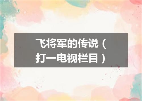 飞将军的传说（打一电视栏目）
