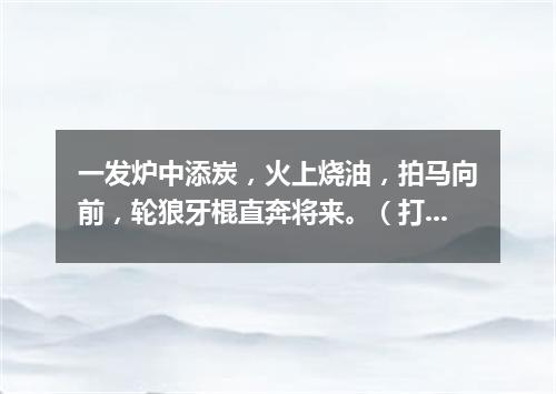 一发炉中添炭，火上烧油，拍马向前，轮狼牙棍直奔将来。（打一电视栏目）