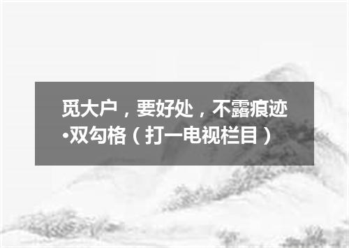 觅大户，要好处，不露痕迹·双勾格（打一电视栏目）