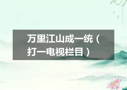 万里江山成一统（打一电视栏目）