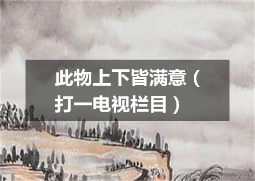 此物上下皆满意（打一电视栏目）