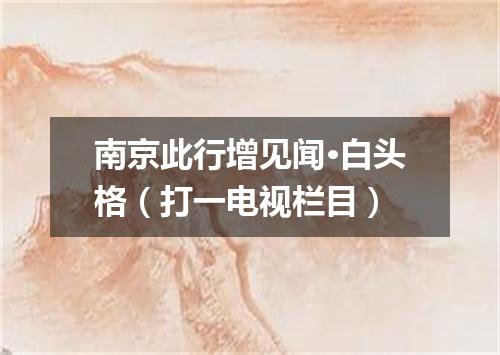 南京此行增见闻·白头格（打一电视栏目）