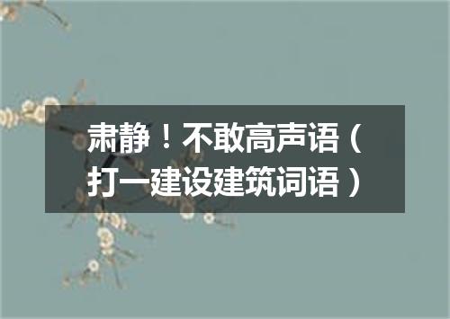 肃静！不敢高声语（打一建设建筑词语）