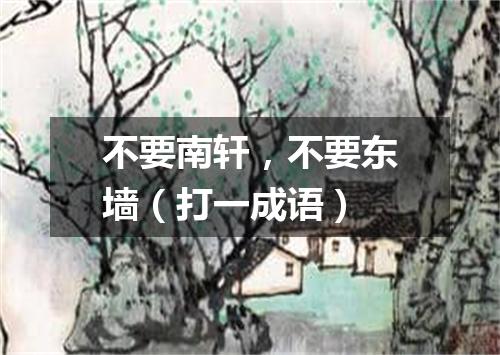 不要南轩，不要东墙（打一成语）