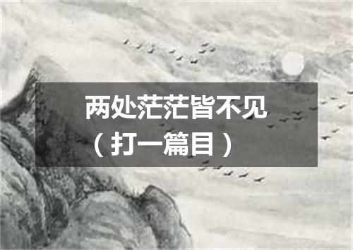 两处茫茫皆不见（打一篇目）