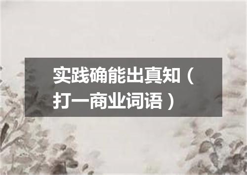 实践确能出真知（打一商业词语）