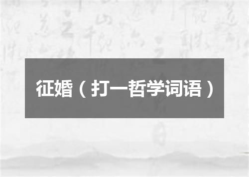 征婚（打一哲学词语）