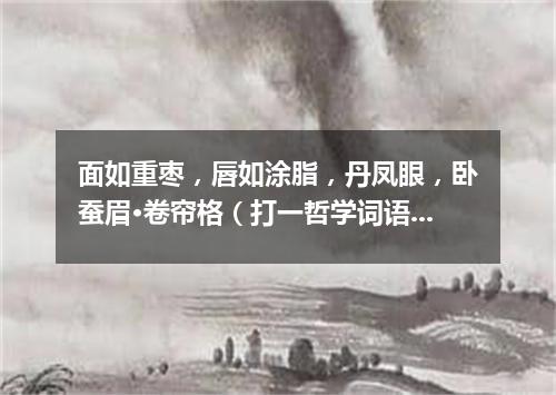 面如重枣，唇如涂脂，丹凤眼，卧蚕眉·卷帘格（打一哲学词语）