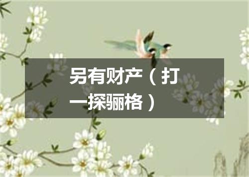 另有财产（打一探骊格）