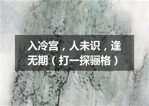 入冷宫，人未识，逢无期（打一探骊格）