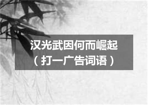 汉光武因何而崛起（打一广告词语）