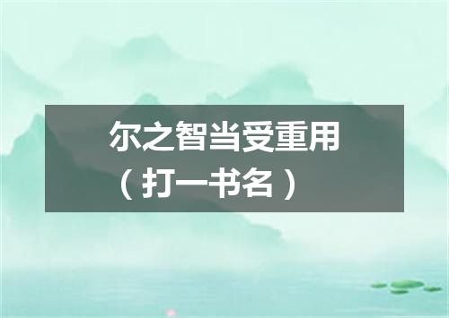 尔之智当受重用（打一书名）