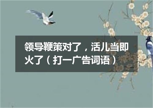 领导鞭策对了，活儿当即火了（打一广告词语）