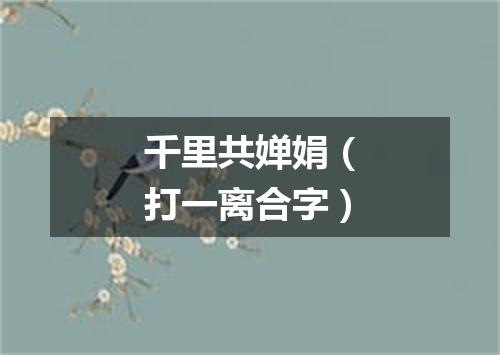 千里共婵娟（打一离合字）