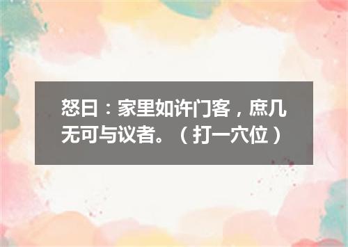 怒曰：家里如许门客，庶几无可与议者。（打一穴位）