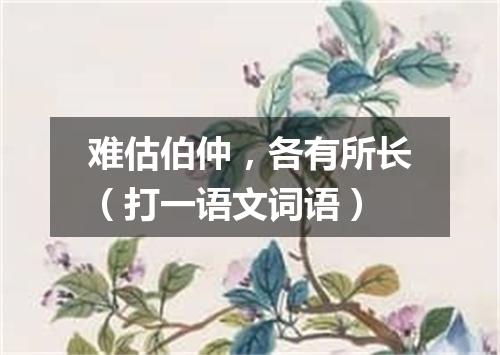 难估伯仲，各有所长（打一语文词语）