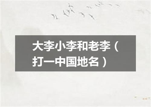 大李小李和老李（打一中国地名）