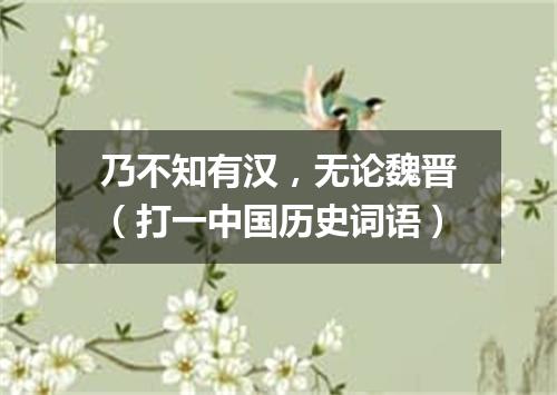 乃不知有汉，无论魏晋（打一中国历史词语）