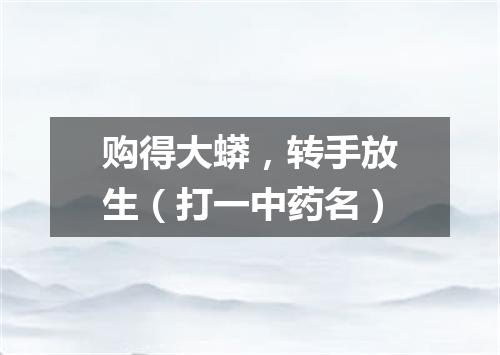 购得大蟒，转手放生（打一中药名）