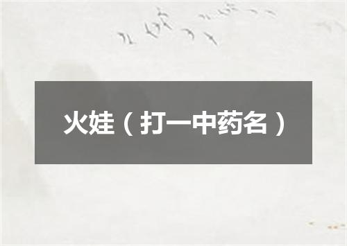火娃（打一中药名）