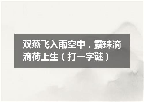 双燕飞入雨空中，露珠滴滴荷上生（打一字谜）