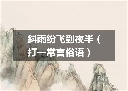 斜雨纷飞到夜半（打一常言俗语）