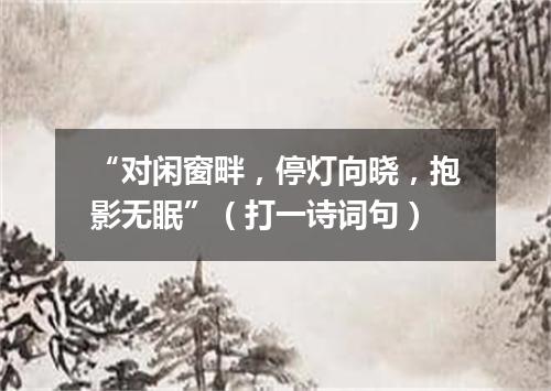 “对闲窗畔，停灯向晓，抱影无眠”（打一诗词句）