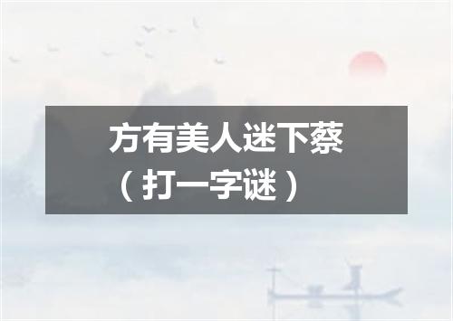 方有美人迷下蔡（打一字谜）