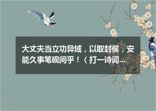 大丈夫当立功异域，以取封侯，安能久事笔砚间乎！（打一诗词句）
