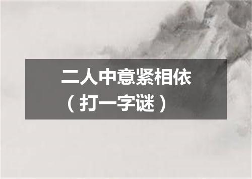 二人中意紧相依（打一字谜）