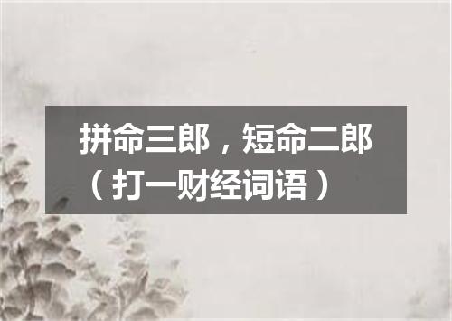 拼命三郎，短命二郎（打一财经词语）