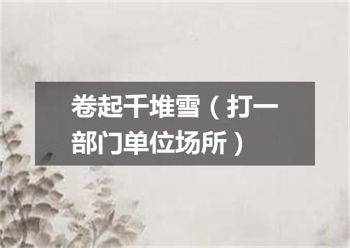 卷起千堆雪（打一部门单位场所）