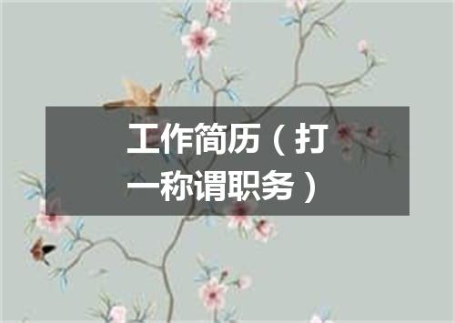 工作简历（打一称谓职务）