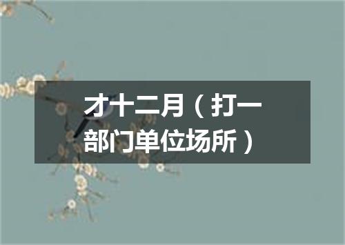 才十二月（打一部门单位场所）