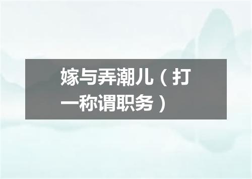 嫁与弄潮儿（打一称谓职务）