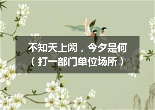 不知天上阙，今夕是何（打一部门单位场所）