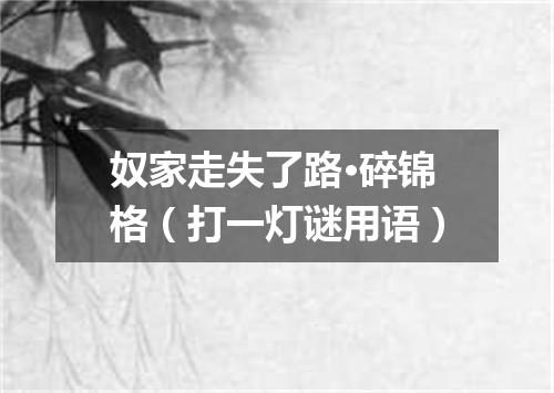 奴家走失了路·碎锦格（打一灯谜用语）