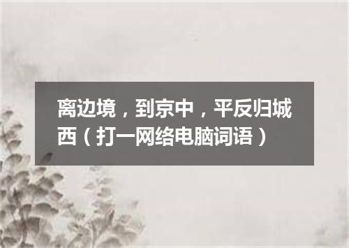 离边境，到京中，平反归城西（打一网络电脑词语）