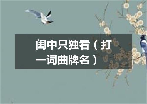 闺中只独看（打一词曲牌名）