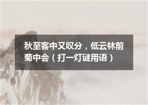 秋至客中又叹分，低云林前菊中会（打一灯谜用语）