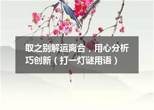 取之别解运离合，用心分析巧创新（打一灯谜用语）