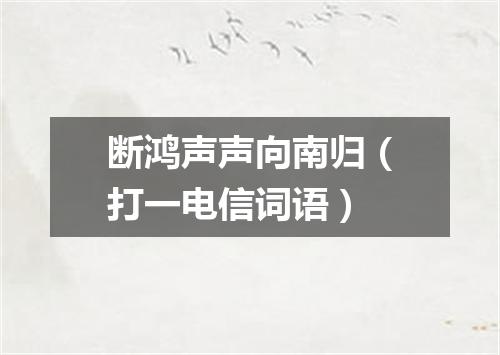 断鸿声声向南归（打一电信词语）