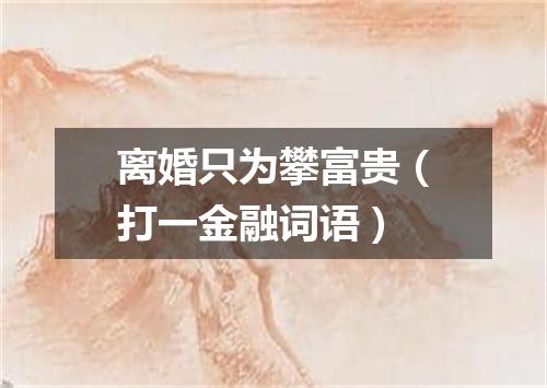 离婚只为攀富贵（打一金融词语）