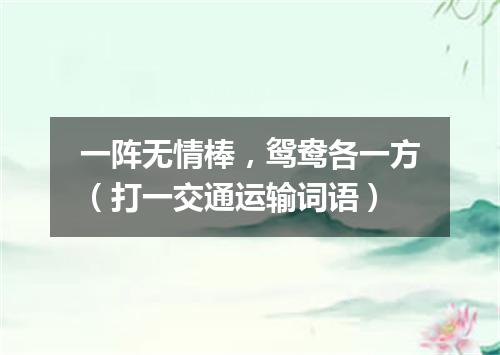 一阵无情棒，鸳鸯各一方（打一交通运输词语）