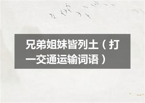 兄弟姐妹皆列土（打一交通运输词语）