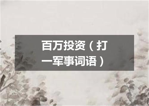 百万投资（打一军事词语）