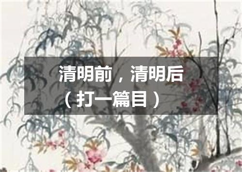 清明前，清明后（打一篇目）