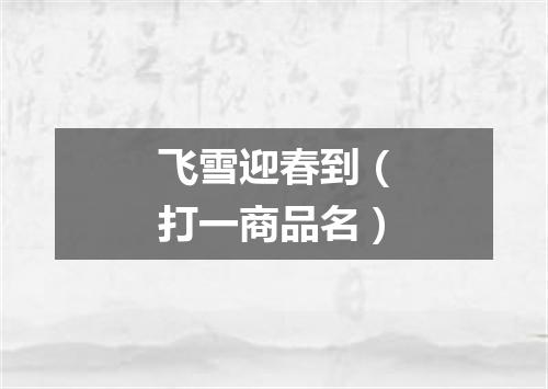 飞雪迎春到（打一商品名）