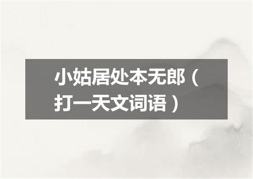 小姑居处本无郎（打一天文词语）