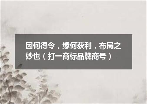 因何得令，缘何获利，布局之妙也（打一商标品牌商号）